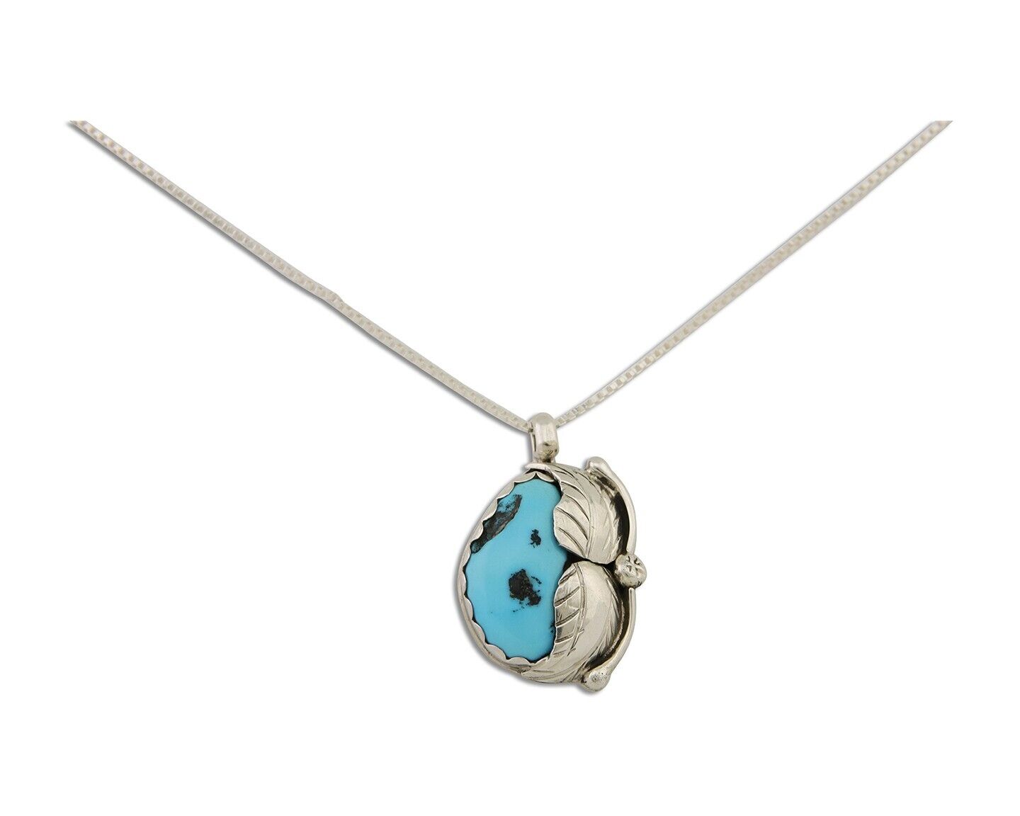 Navajo Necklace 925 Silver Natural Blue Turquoise Artist Signed D Zachary C.80's