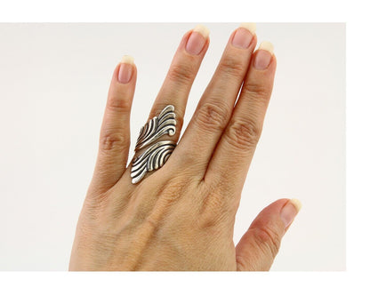 Navajo Adjustable Full Finger Ring 925 Silver Native American Size 5-9 C.80's