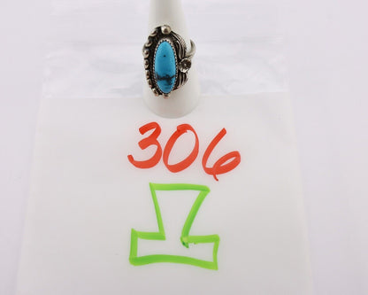 Navajo Ring 925 Silver Sleeping Beauty Turquoise Signed SC C.80's