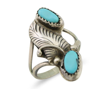 Navajo Handmade Ring 925 Silver Kingman Turquoise Native American Artist C.80's