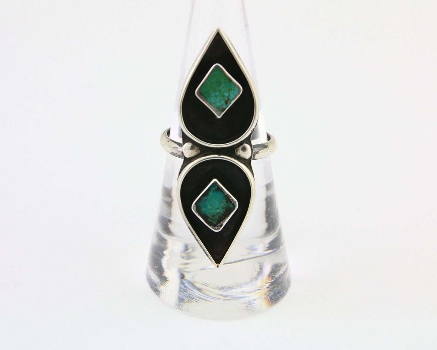 Navajo Ring 925 Silver Blue Tuquoise Native American Artist Size 7.0