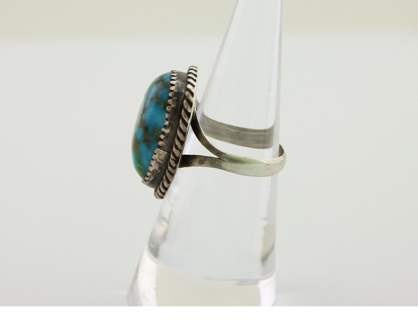 Navajo Ring 925 Silver Blue Turquoise Native American Artist C.80's