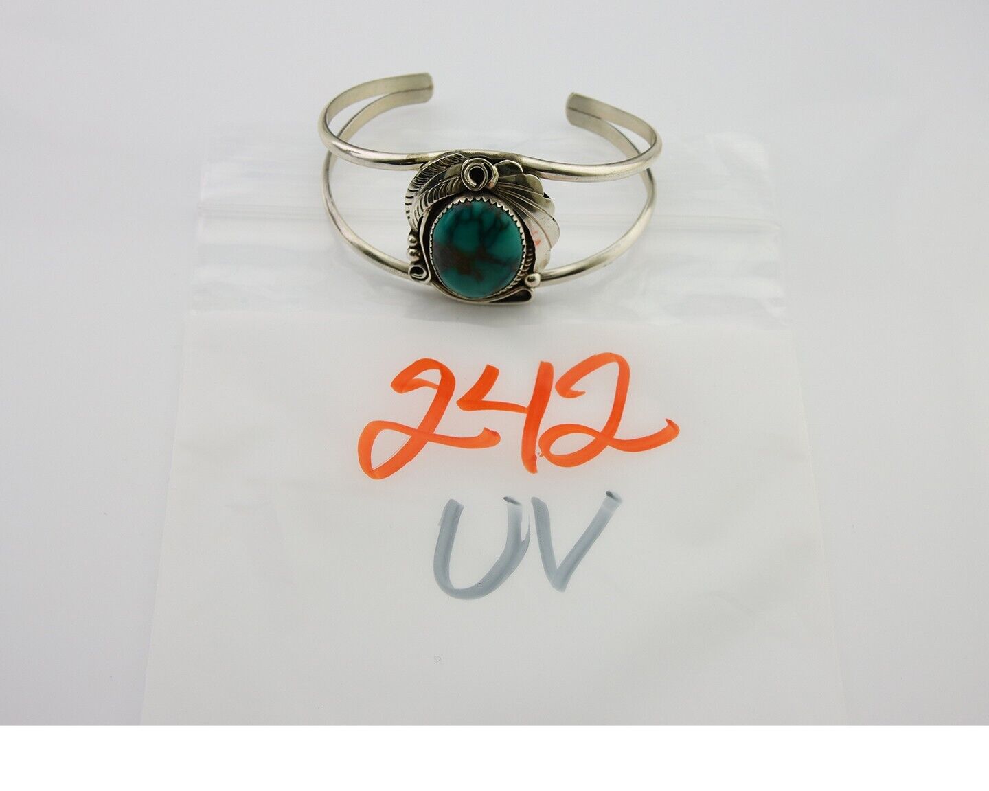 Navajo Cuff Bracelet 925 Silver Turquoise Artist Signed C Davis C.80's