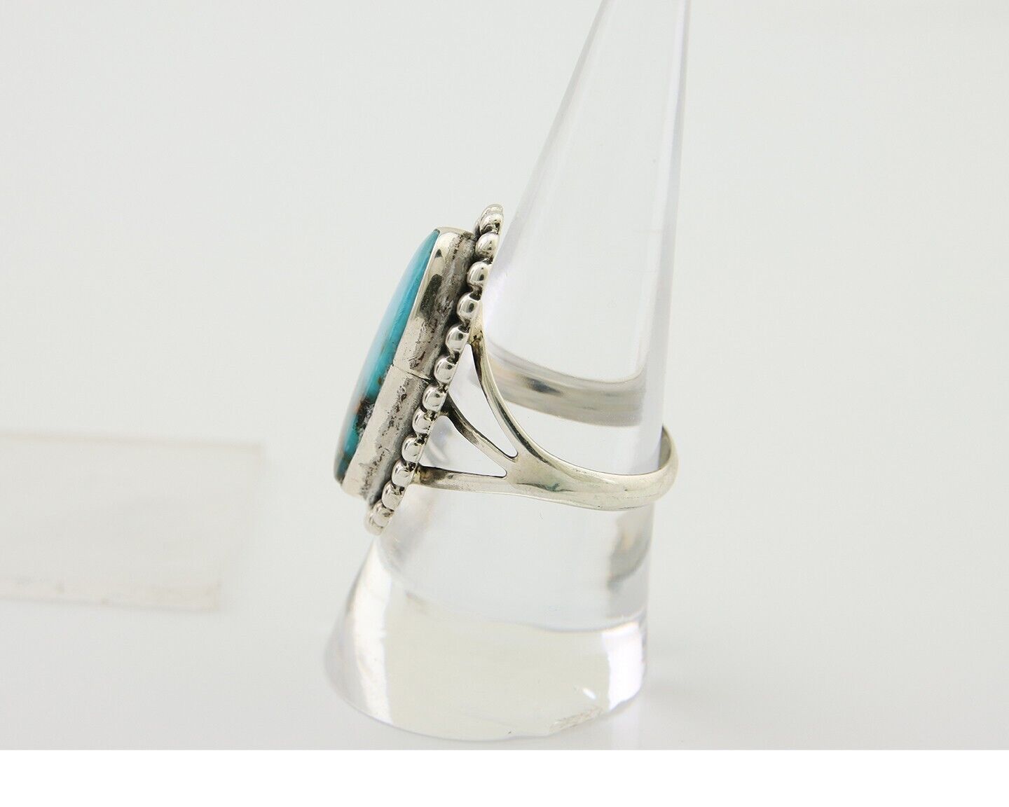 Navajo Shield Ring 925 Silver Arizona Turquoise Native Artist C.80's