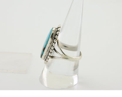 Navajo Shield Ring 925 Silver Arizona Turquoise Native Artist C.80's