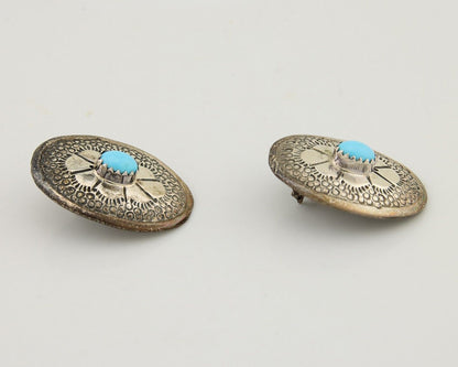 Navajo Earrings 925 Silver Blue Turquoise Native American Artist C.80's