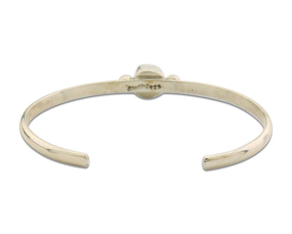 Navajo Bracelet .925 Silver Natural Red Coral Cuff Native American Artist C.80's