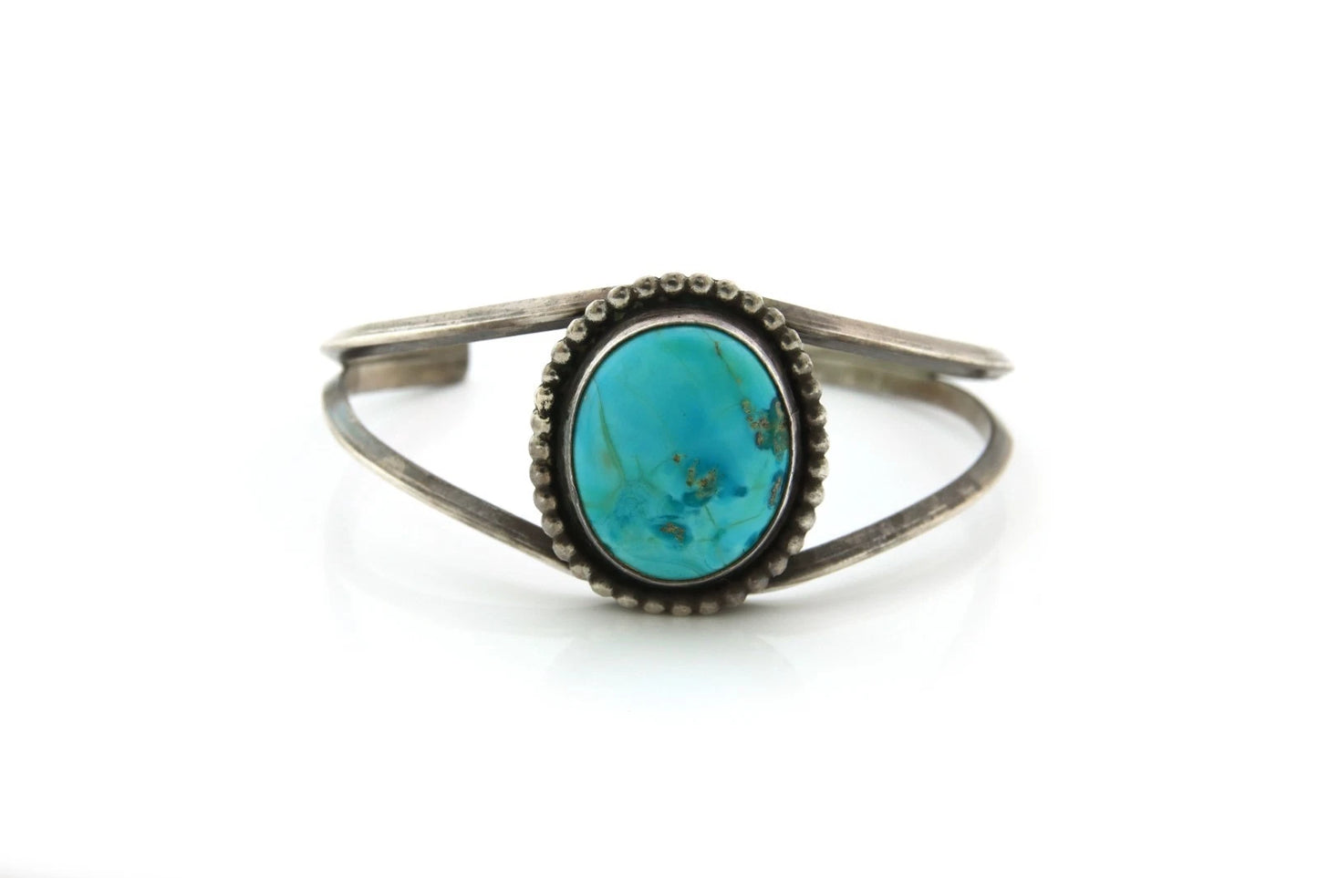 Navajo Cuff Bracelet Sterling Silver Vintage Turquoise Handmade Signed LL