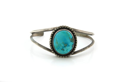 Navajo Cuff Bracelet Sterling Silver Vintage Turquoise Handmade Signed LL