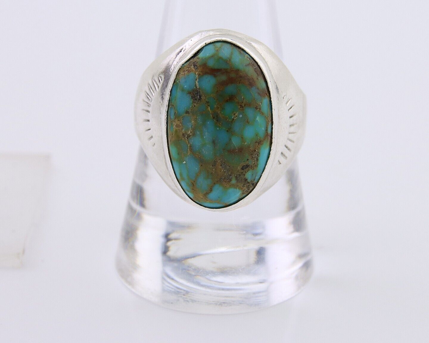 Navajo Handmade Ring 925 Silver Natural Mined Turquoise Artist C.80's