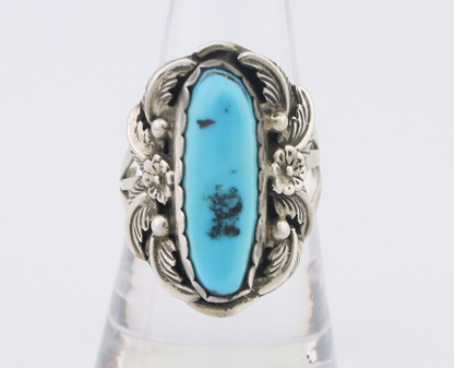 Navajo Ring 925 Silver Sleeping Beauty Turquoise Signed Julia Martinez C.80's