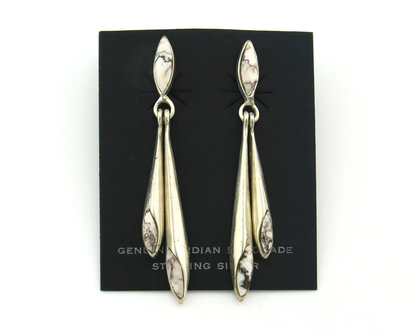 Navajo Dangle Earrings Sterling Silver Buffalo Turquoise Vintage Handmade