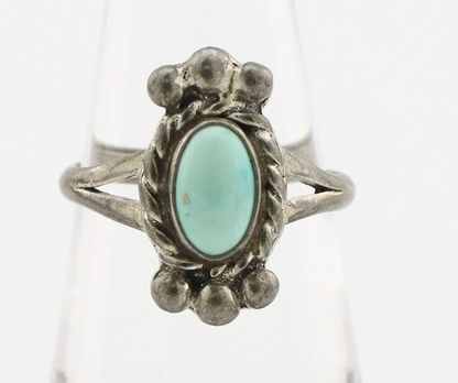 Navajo Ring 925 Silver Natural Blue Turquoise Native American Artist C.1980's