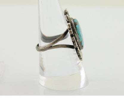 Navajo Ring 925 Silver Blue Turquoise Artist Siged Jerry Johnson C.80's