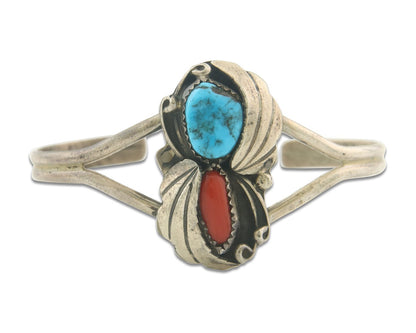 Vintage Navajo Bracelet 925 Silver Handmade Authentic Gemstone Signed SC