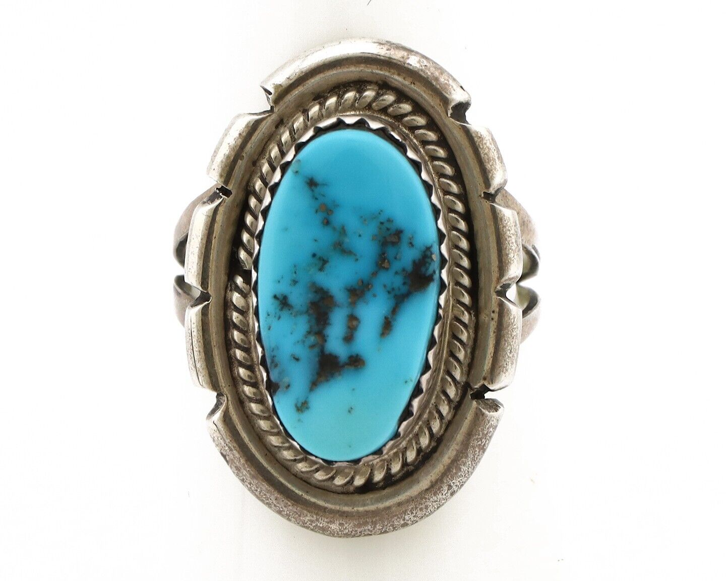 Navajo Ring 925 Silver Morenci Turquoise Native American Artist C.80's