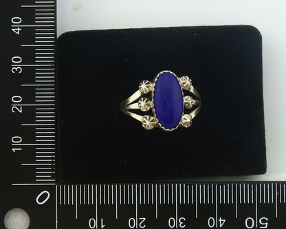 Navajo Ring 925 Sterling Natural Lapis Handmade Native Artist C.80's