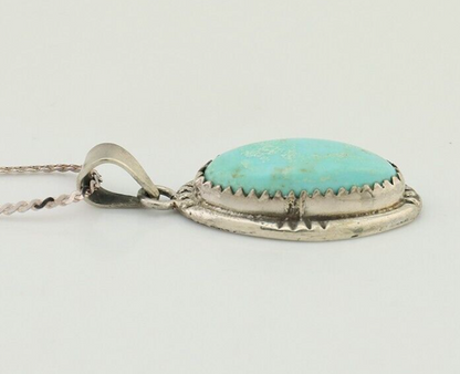 Navajo Necklace 925 Silver Kingman Turquoise Native American Artist C.90s