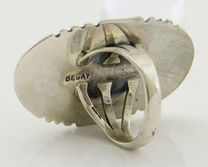 Navajo Ring 925 Silver Green Turquoise Native American Artist C.80's