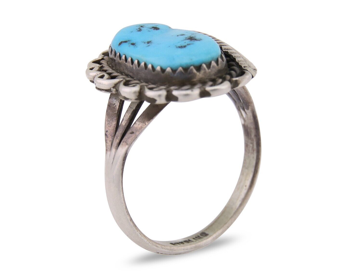 Navajo Ring 925 Silver Natural Blue Turquoise Native American Artist C.80's