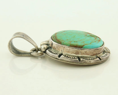 Navajo Pendant 925 Sterling Silver Natural Turquoise Vintage Artist Signed Gecko