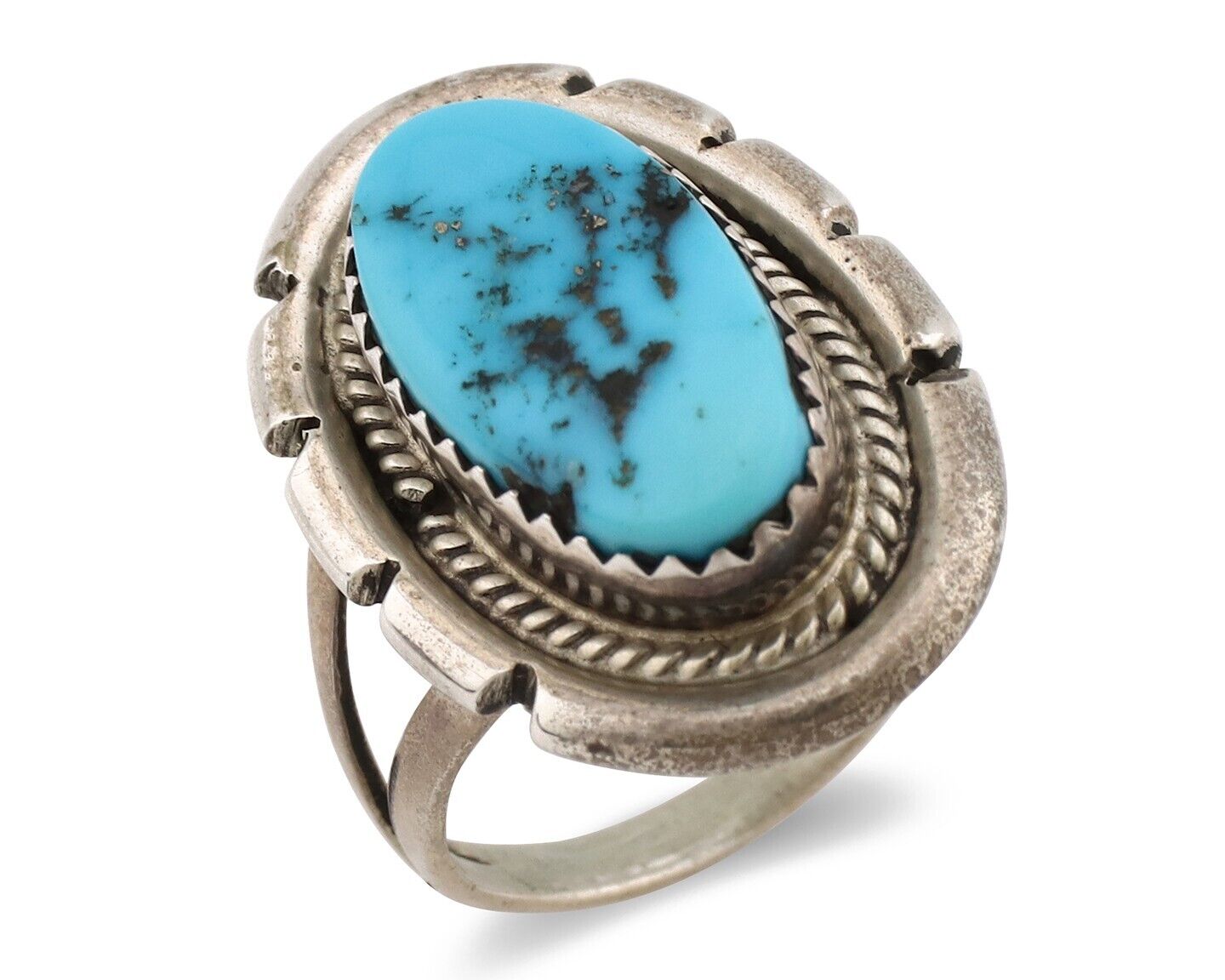 Navajo Ring 925 Silver Morenci Turquoise Native American Artist C.80's