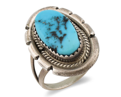 Navajo Ring 925 Silver Morenci Turquoise Native American Artist C.80's