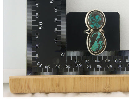 Vintage Navajo Ring 925 Sterling Authentic Turquoise Signed BY Size 8.0