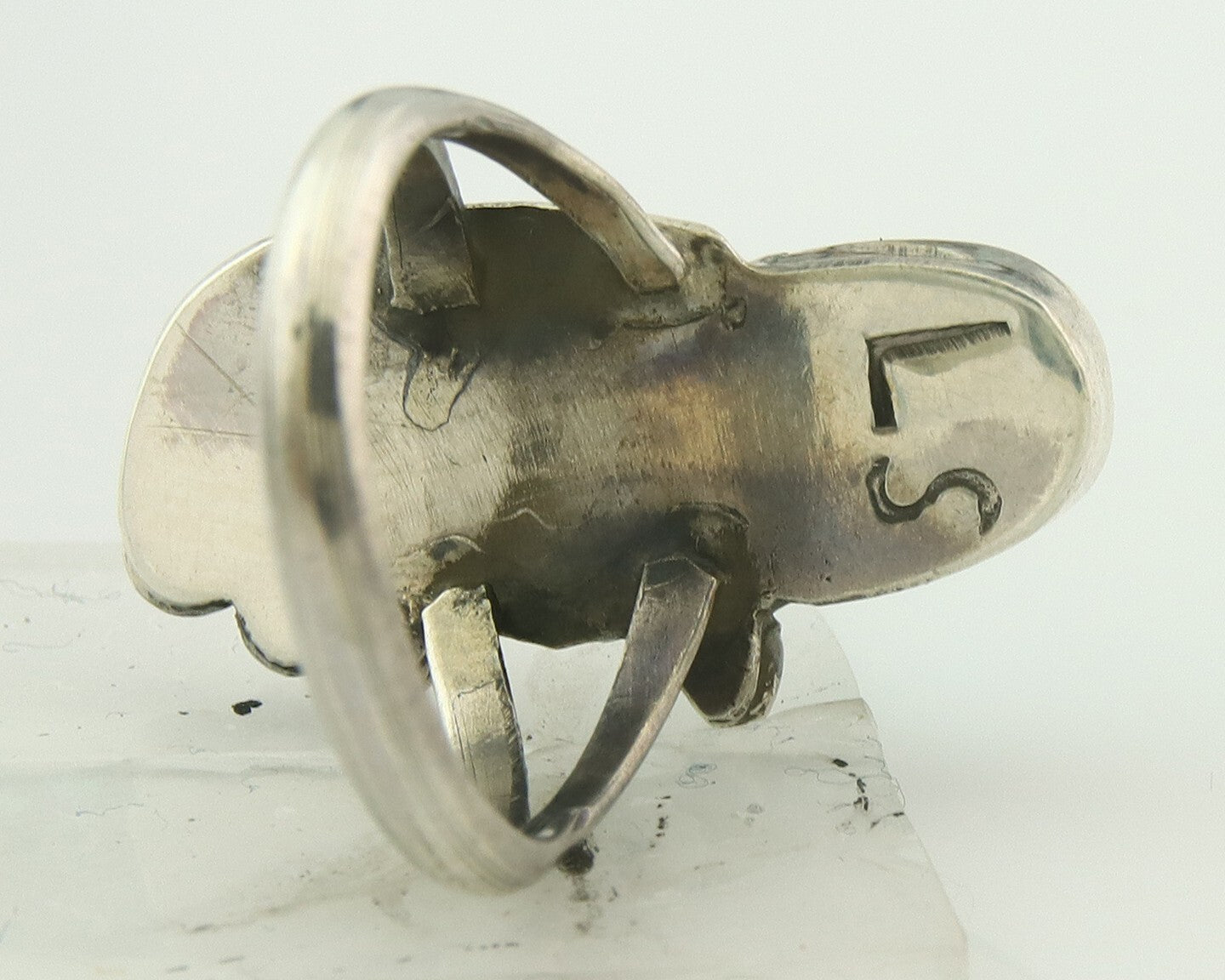 Vintage Navajo Ring 925 Sterling Silver Turquoise Handmade Signed LS Size 5.5