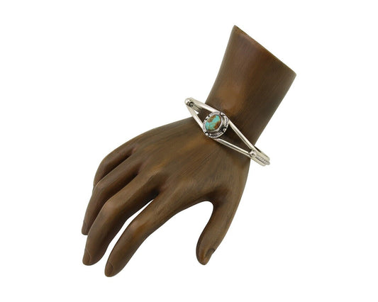 Navajo Bracelet 925 Silver Blue Turquoise Artist Signed Gecko C.80's