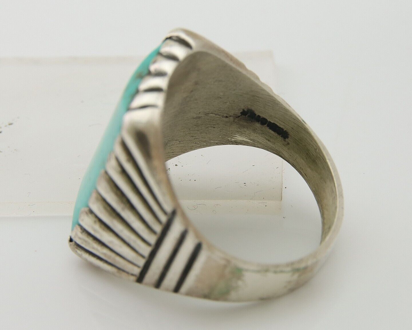 Navajo Handmade Ring 925 Sterling Silver Natural Turquoise Native Artist C.80's