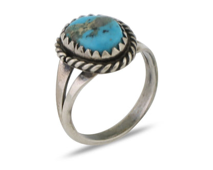 Navajo Ring 925 Silver Kingman Turquoise Native American Artist C.80's