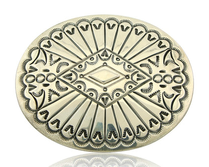 Navajo Belt Buckle 925 Sterling Silver Artist Signed Tim Guerro 2.5x3 in C.80's