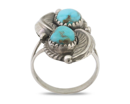 Navajo Ring 925 Silver Natural Blue Gem Turquoise Artist Signed MC C.80's