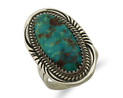 Navajo Ring 925 Silver Natural Turquoise Native Artist Signed M Begay C.80's