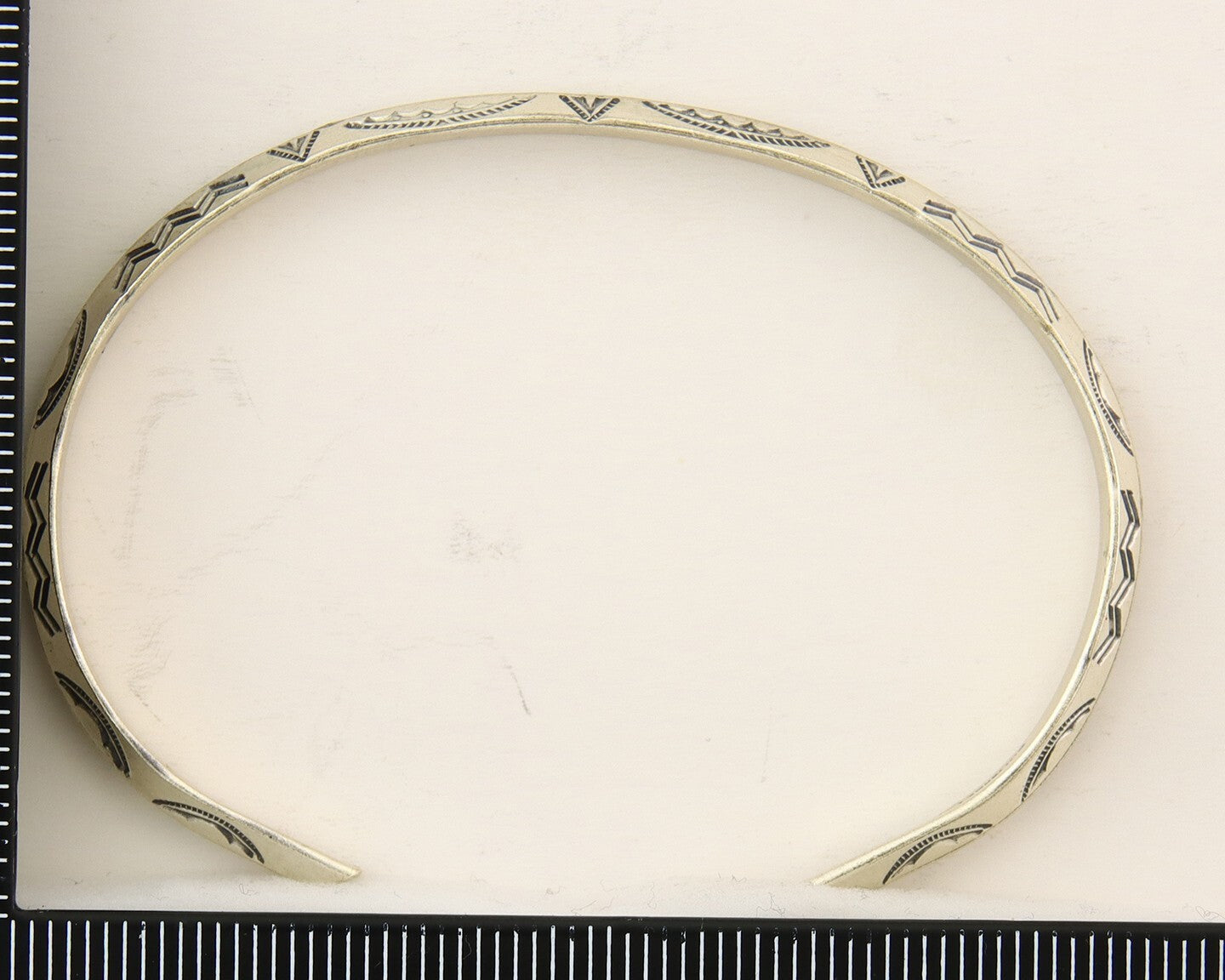 Navajo Bracelet 925 Silver Hand Stamped Triangle Signed Arrow & Signpost C.80's