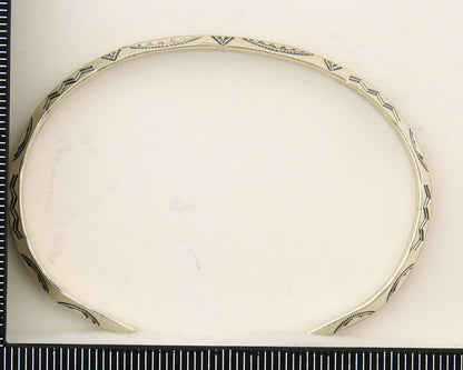 Navajo Bracelet 925 Silver Hand Stamped Triangle Signed Arrow & Signpost C.80's