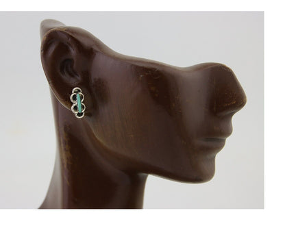 Zuni Earrings 925 Silver Natural Blue Turquoise Native Artist C.80's