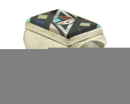 Vintage Zuni Ring 925 Sterling Authentic Natural Gemstone Signed EO Size 10.25