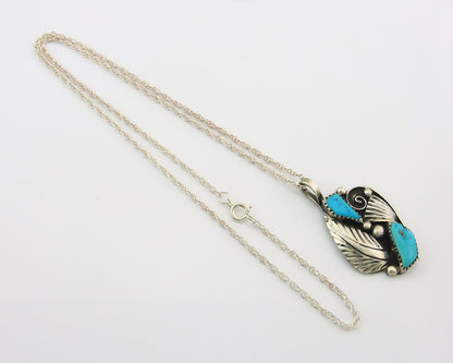 Navajo Necklace Sterling Silver Authentic Natural Turquoise Vintage Signed PM