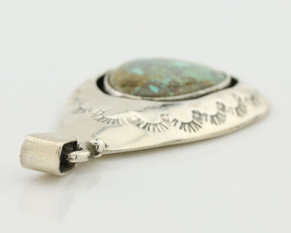 Navajo Pendant 925 Silver Green Turquoise Artist Signed MC C.80's