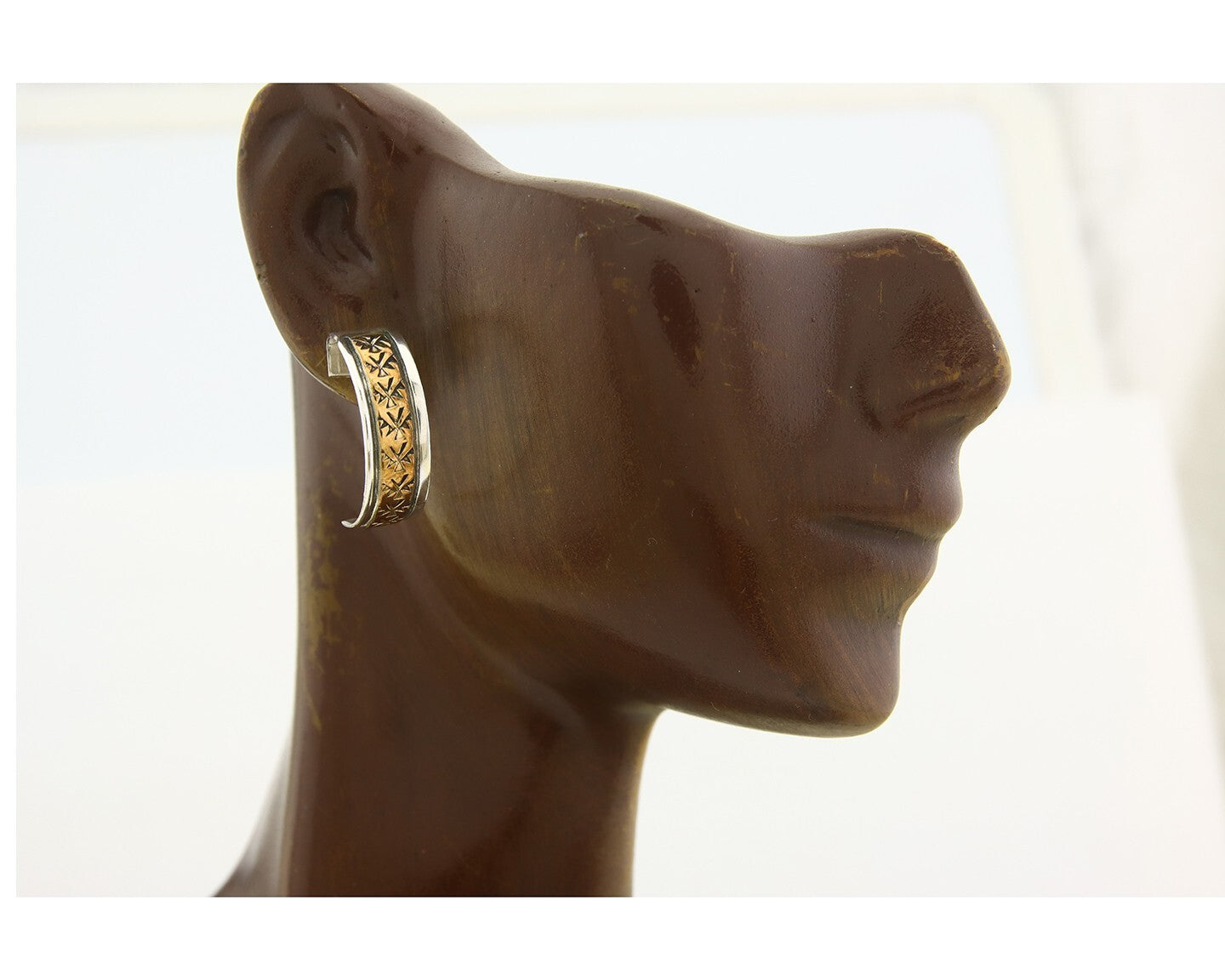 Navajo Hoop Earrings 925 Silver & Gold Artist Signed Randall Endito C.80's