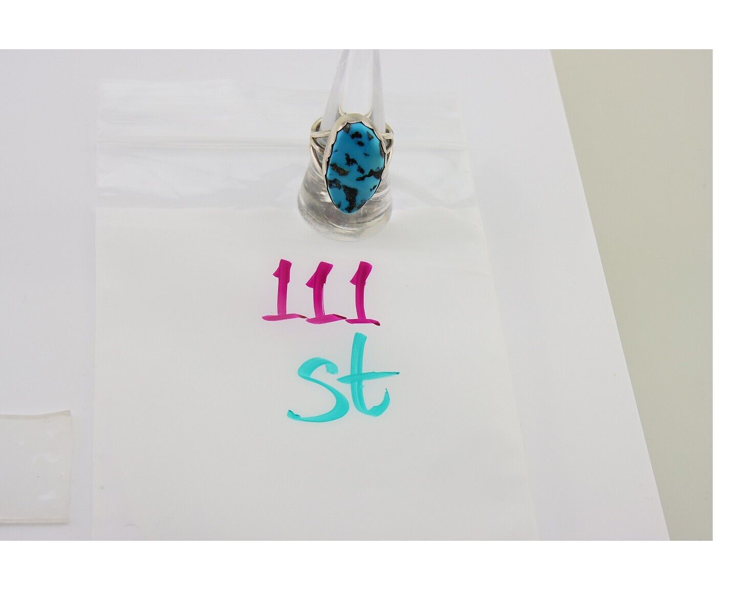 Navajo Ring 925 Sterling Silver Natural Turquoise Signed Tony Guerro C.80's