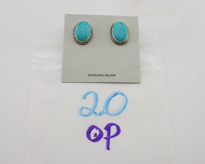Navajo Dangle Earrings 925 Silver Blue Turquoise Signed Melissa Yazzie C.80's