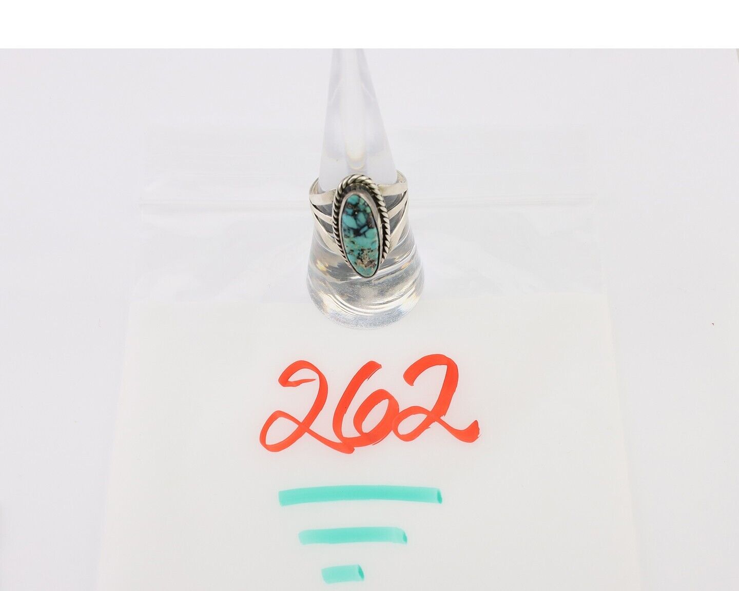 Navajo Ring 925 Silver Natural Turquoise Native American Artist C.80's