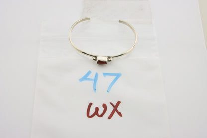 Navajo Bracelet .925 Silver Mediterranean Red Coral Cuff Native Artist C.80's