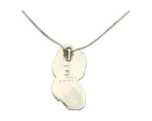 Vintage Navajo Necklace 925 Silver Turquoise & Coral Artist Signed Olson Jake Jr