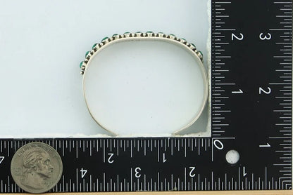 Navajo Cuff Bracelet Sterling Silver Malachite Vintage Signed L Blackgoat
