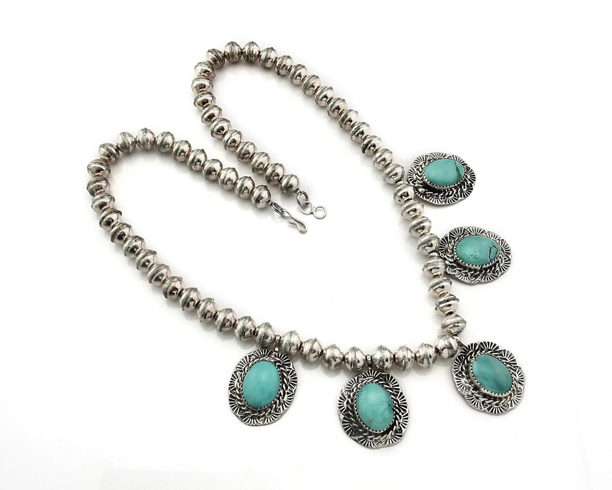 Navajo Necklace Earring Set Sterling Silver Vintage Handmade Signed Snail C.80's