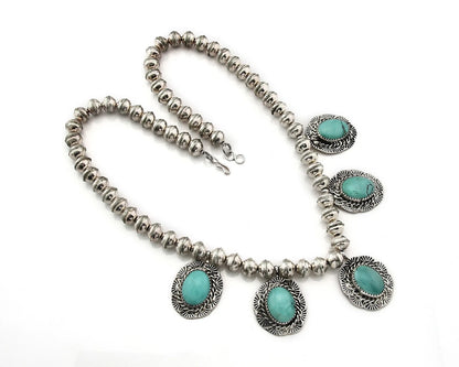 Navajo Necklace Earring Set Sterling Silver Vintage Handmade Signed Snail C.80's